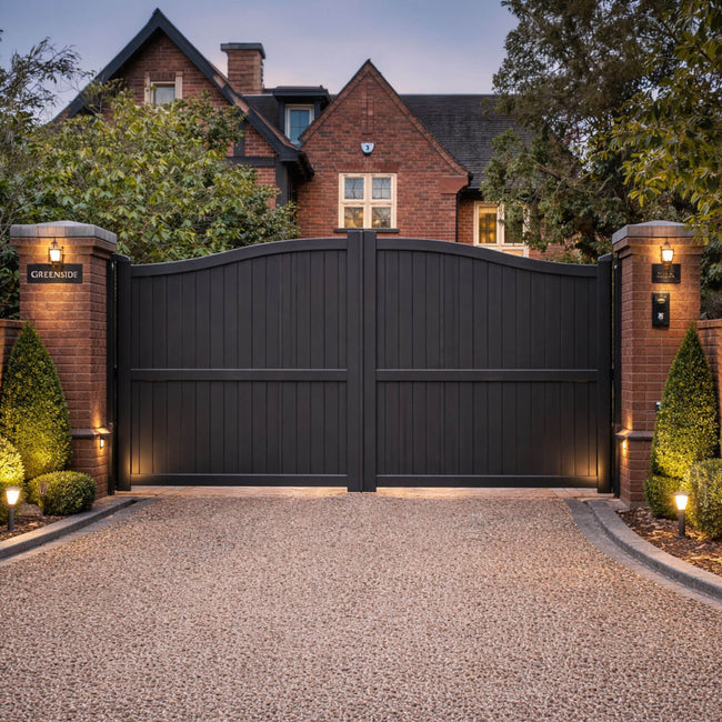 Aluminium Bell-Curved Double Driveway Gates | Readymade Gates
