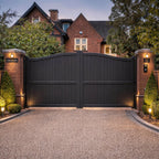 Aluminium Bell-Curved Vertical Infill Double Driveway Gate – Readymade Gates