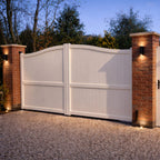 Aluminium Bell-Curved Vertical Infill Double Driveway Gate – Readymade Gates