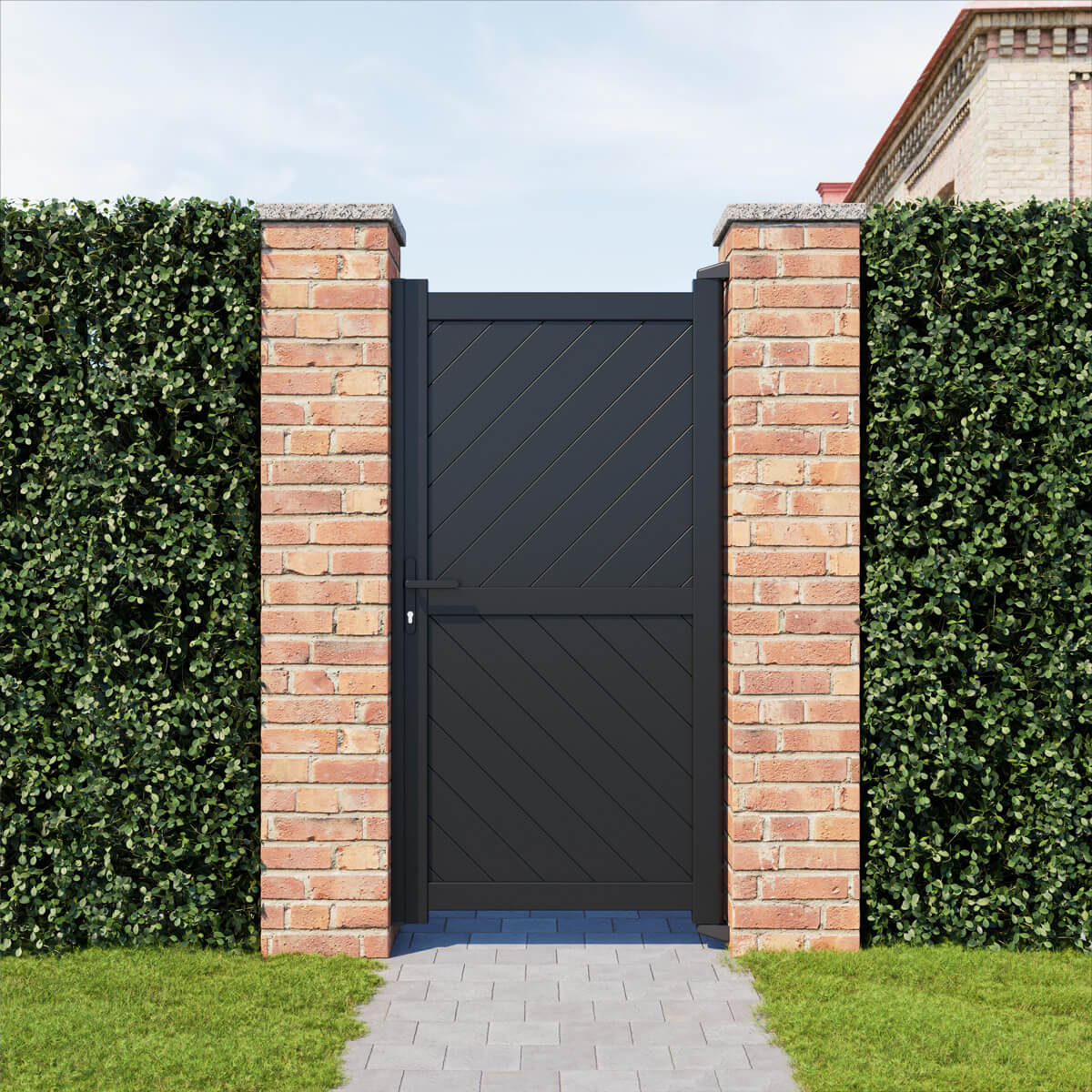 Aluminium Diagonal Solid Infill Garden Gate – Readymade Gates Secondary image