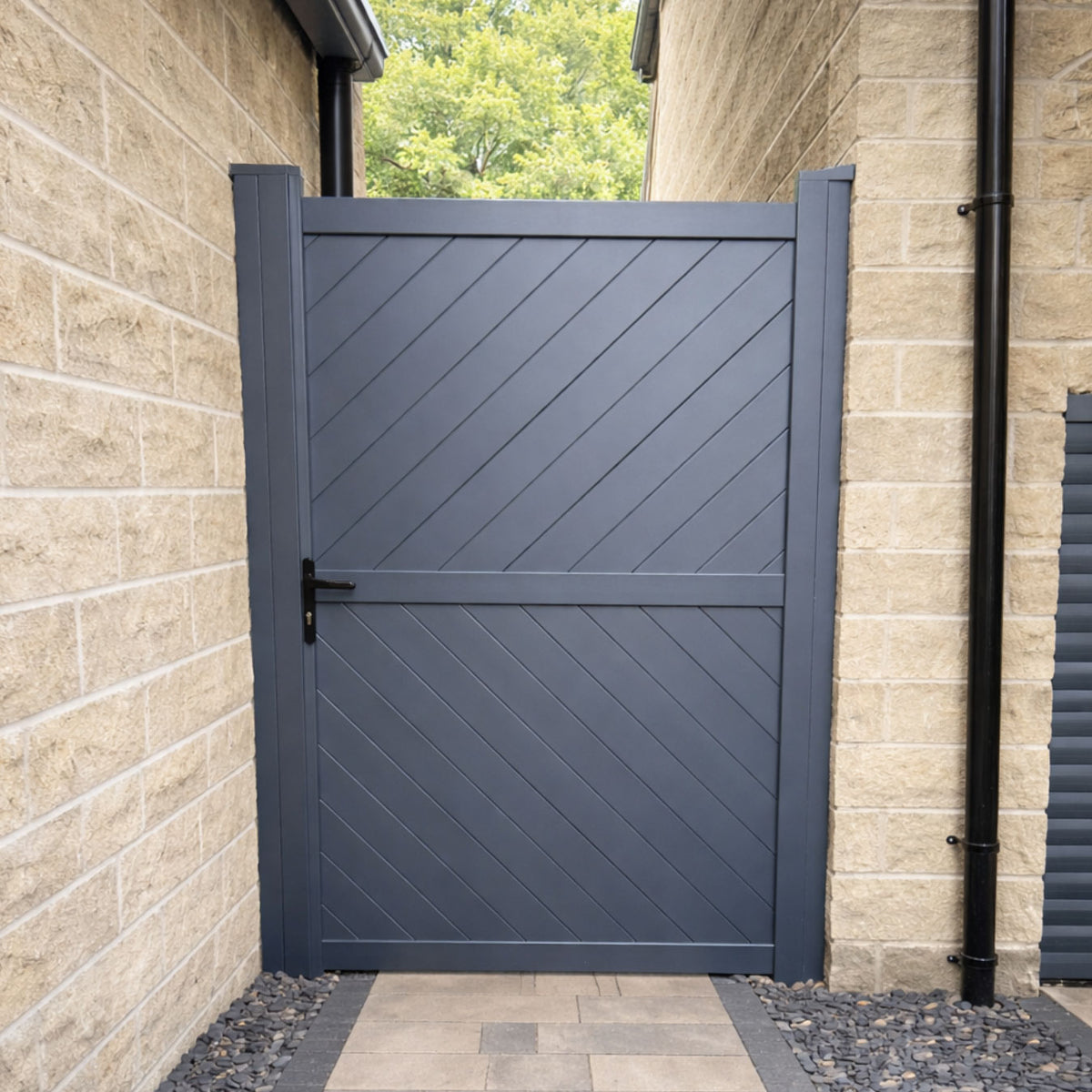 Aluminium Diagonal Solid Infill Garden Gate | Readymade Gates
