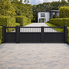 Aluminium Open-Top Decorative Vertical Bar Double Driveway Gate – RMG010DG
