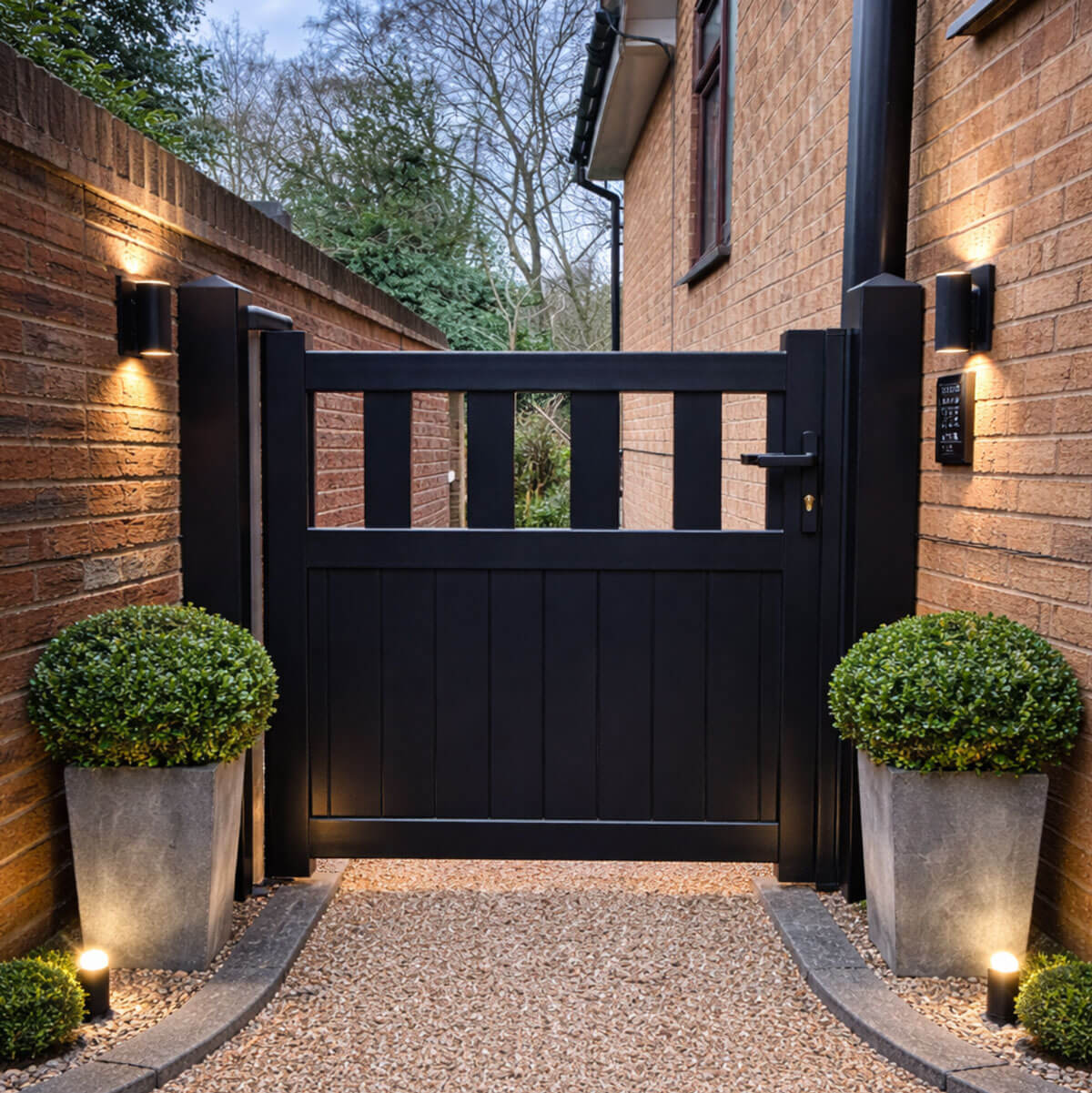 Aluminium Open-Top Mixed Infill Garden Gate - Readymade Gates Main image
