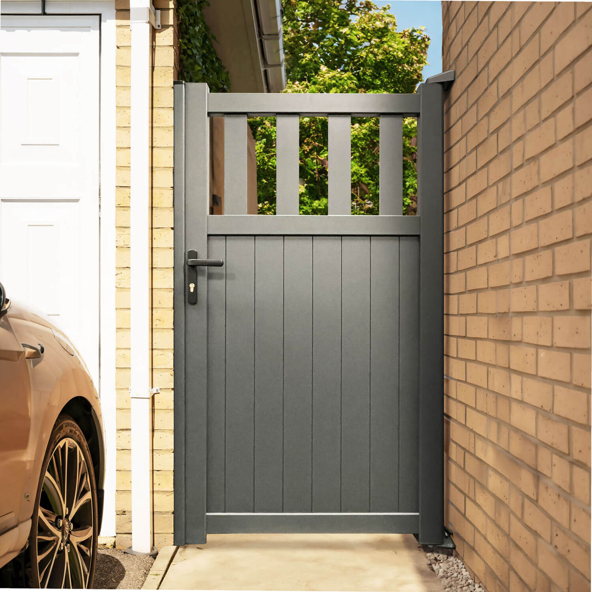 Aluminium Open-Top Mixed Infill Garden Gate | Readymade Gates