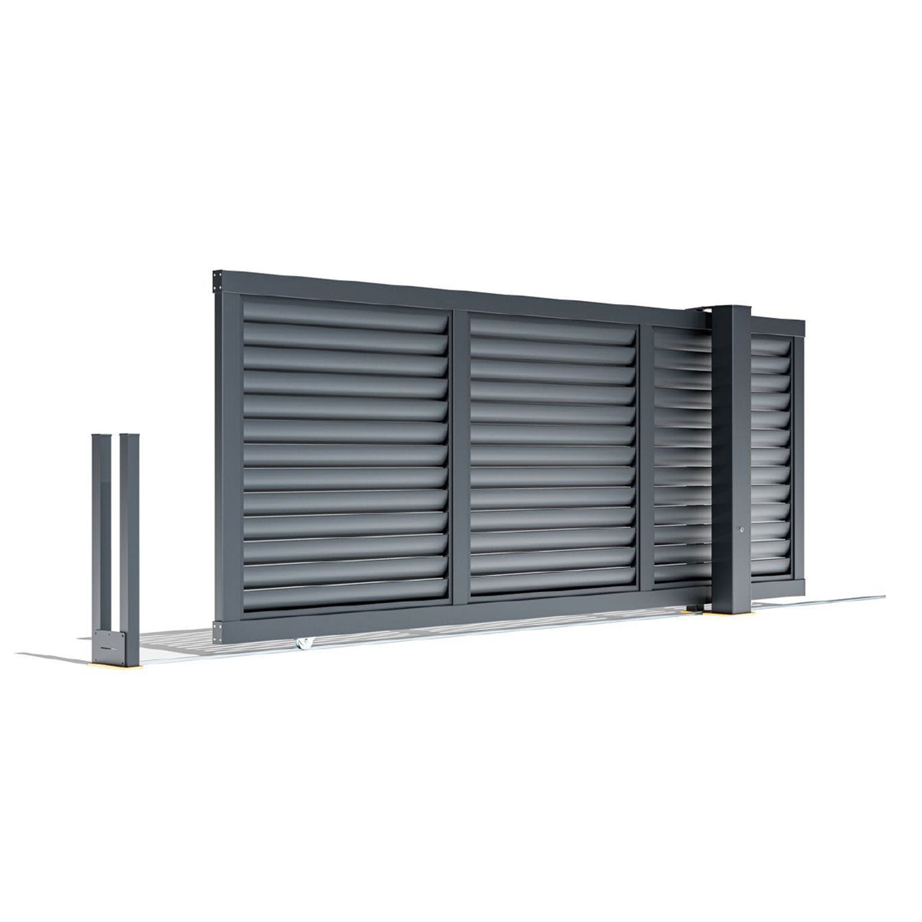 Aluminium Tracked Sliding Gate – Louvre Infill – Readymade Gates Secondary image