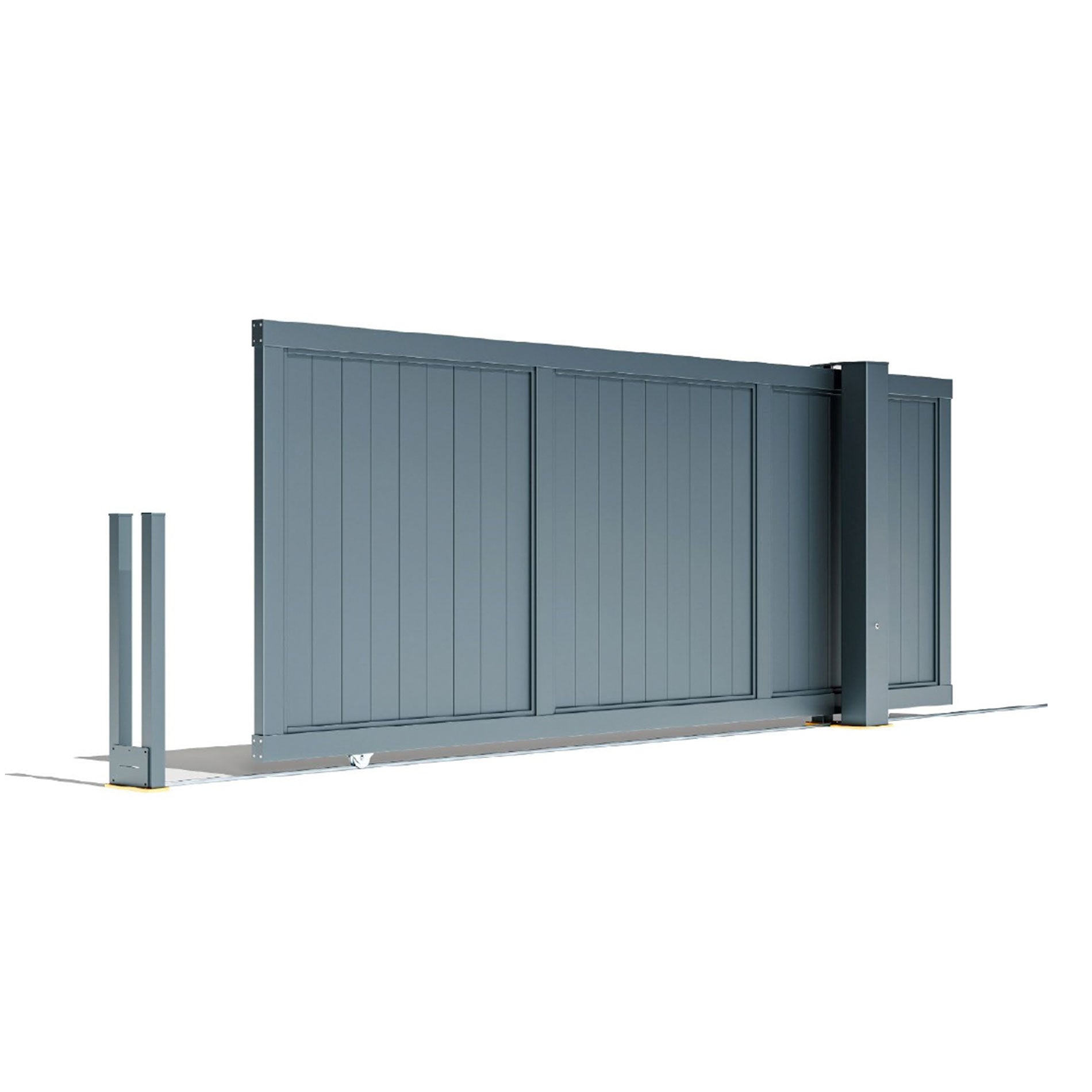 Aluminium Tracked Sliding Gate – Vertical Infill – Fully Boarded – Readymade Gates Main image
