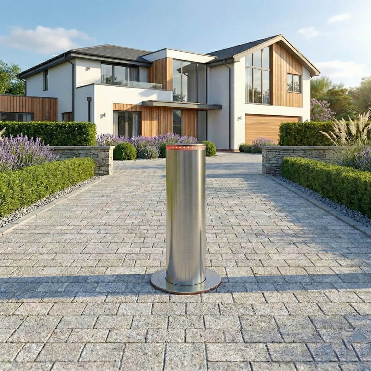Stainless Steel Electric Automatic Rising Bollards – Battery Powered – Readymade Gates Main image