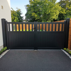 Aluminium Open-Top Mixed Infill Double Driveway Gate – Readymade Gates