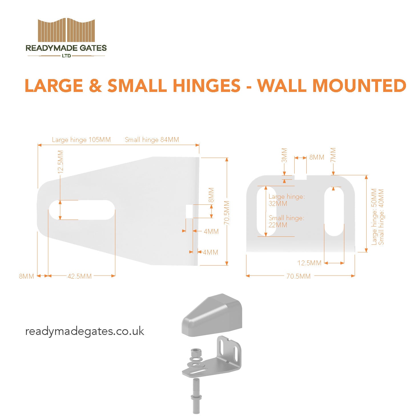 Wall-Mounted Adjustable Gate Hinges – Garden, Pedestrian & Double Driveway Gates