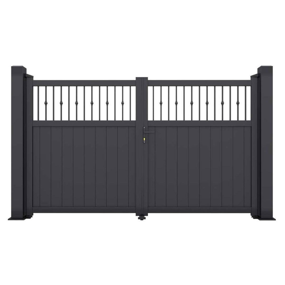 Aluminium Open-Top Decorative Vertical Bar Double Driveway Gate ...