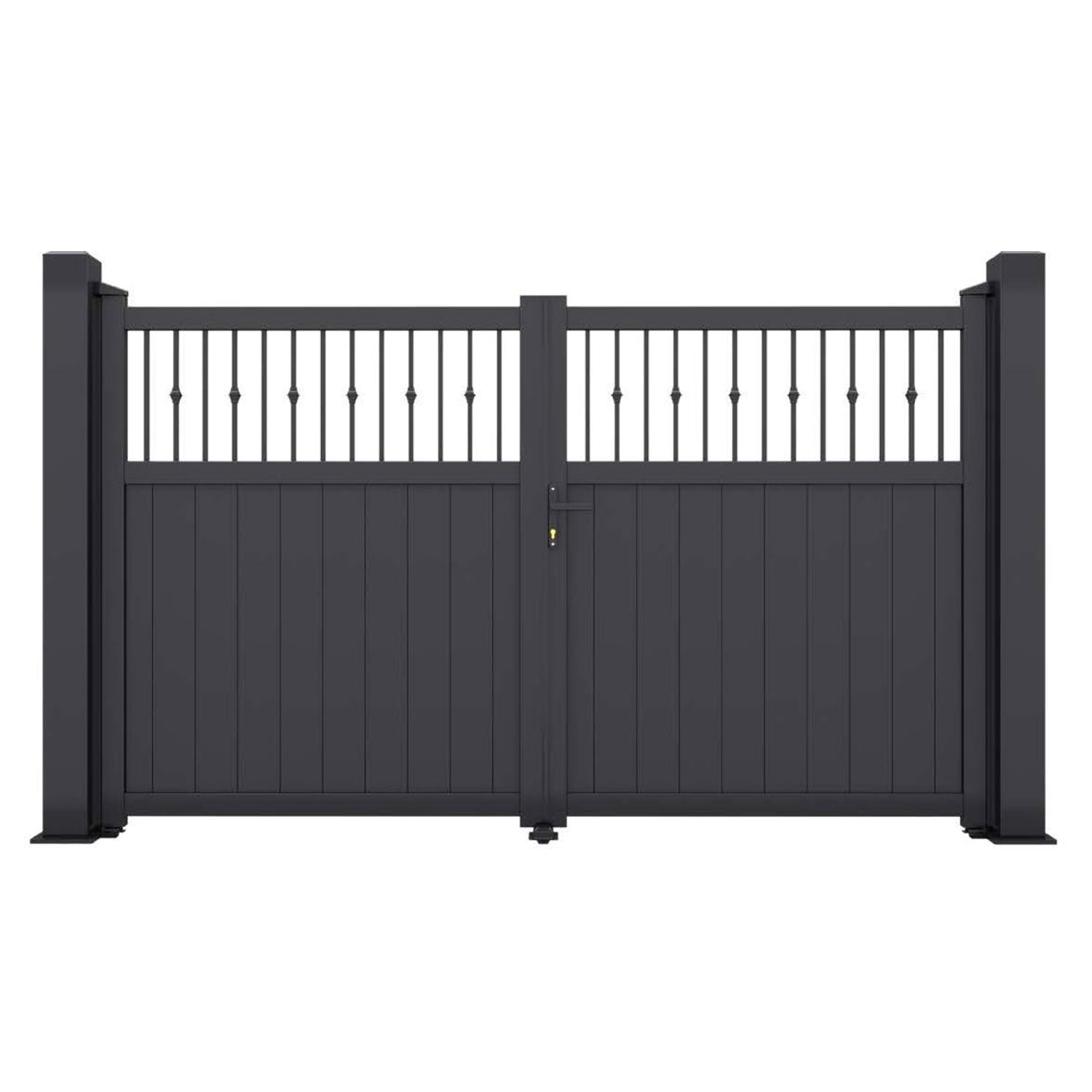 Aluminium Open-Top Decorative Vertical Bar Double Driveway Gate – RMG010DG