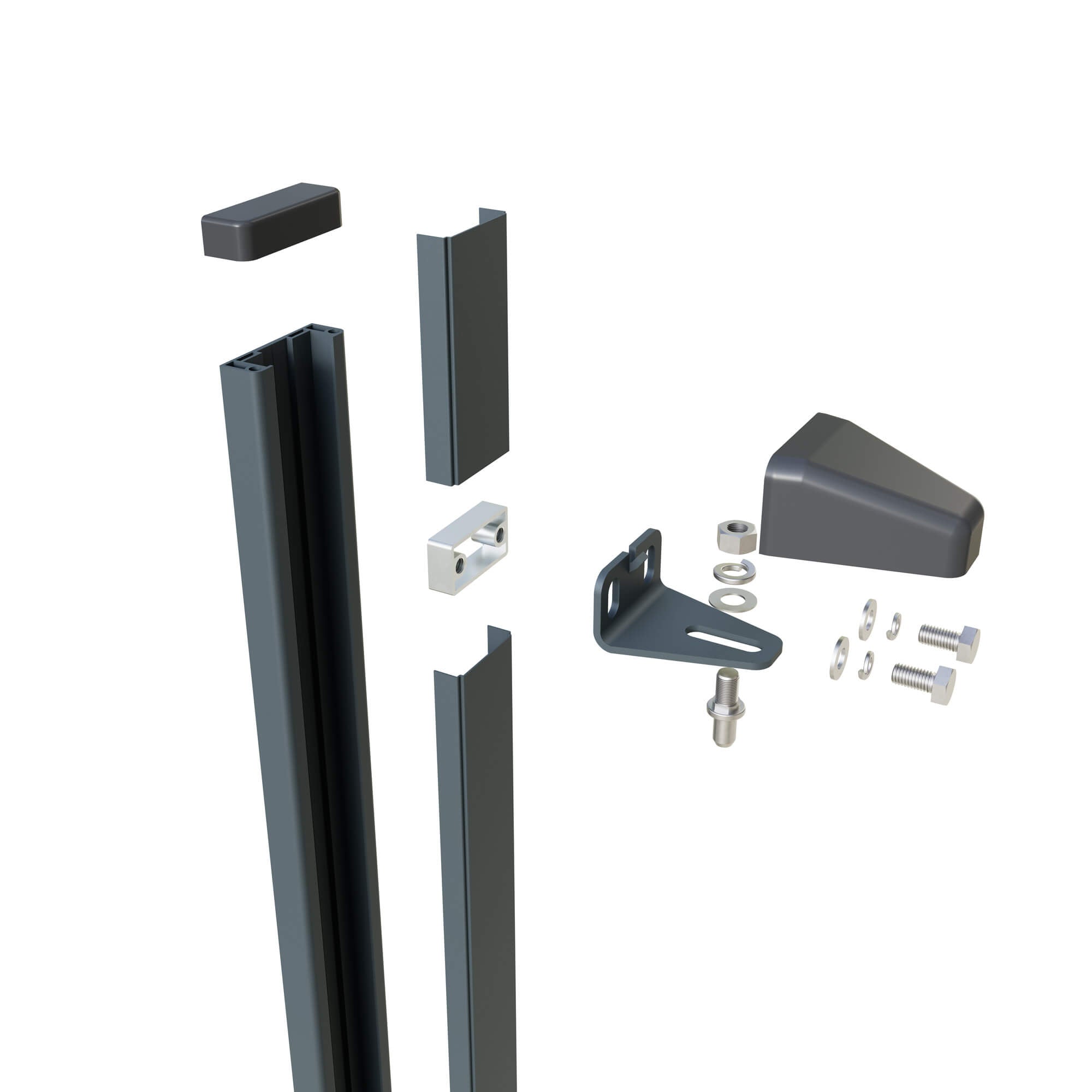 Gate hinge post grey w25mm close up Main image