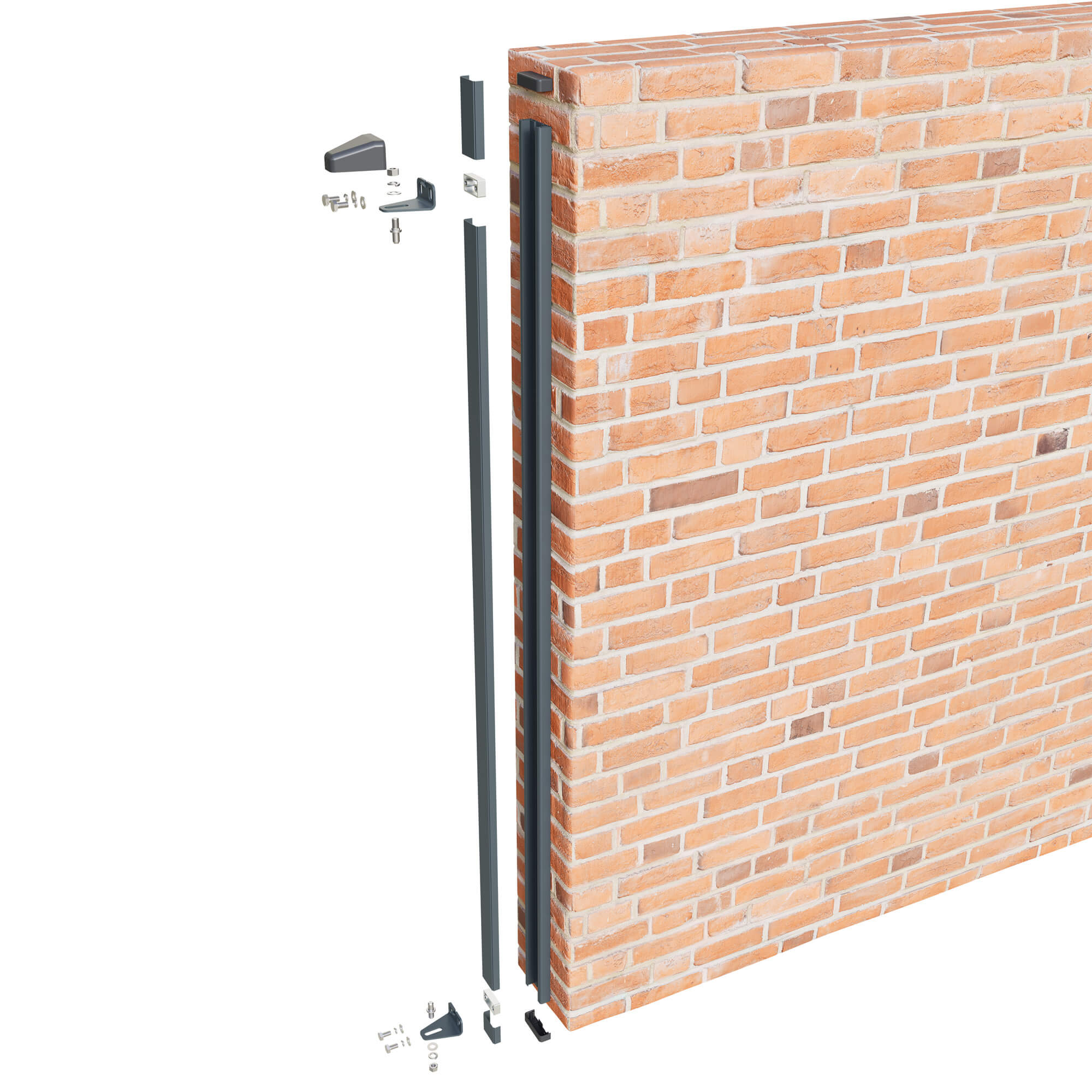 Gate hinge post grey w25mm wall