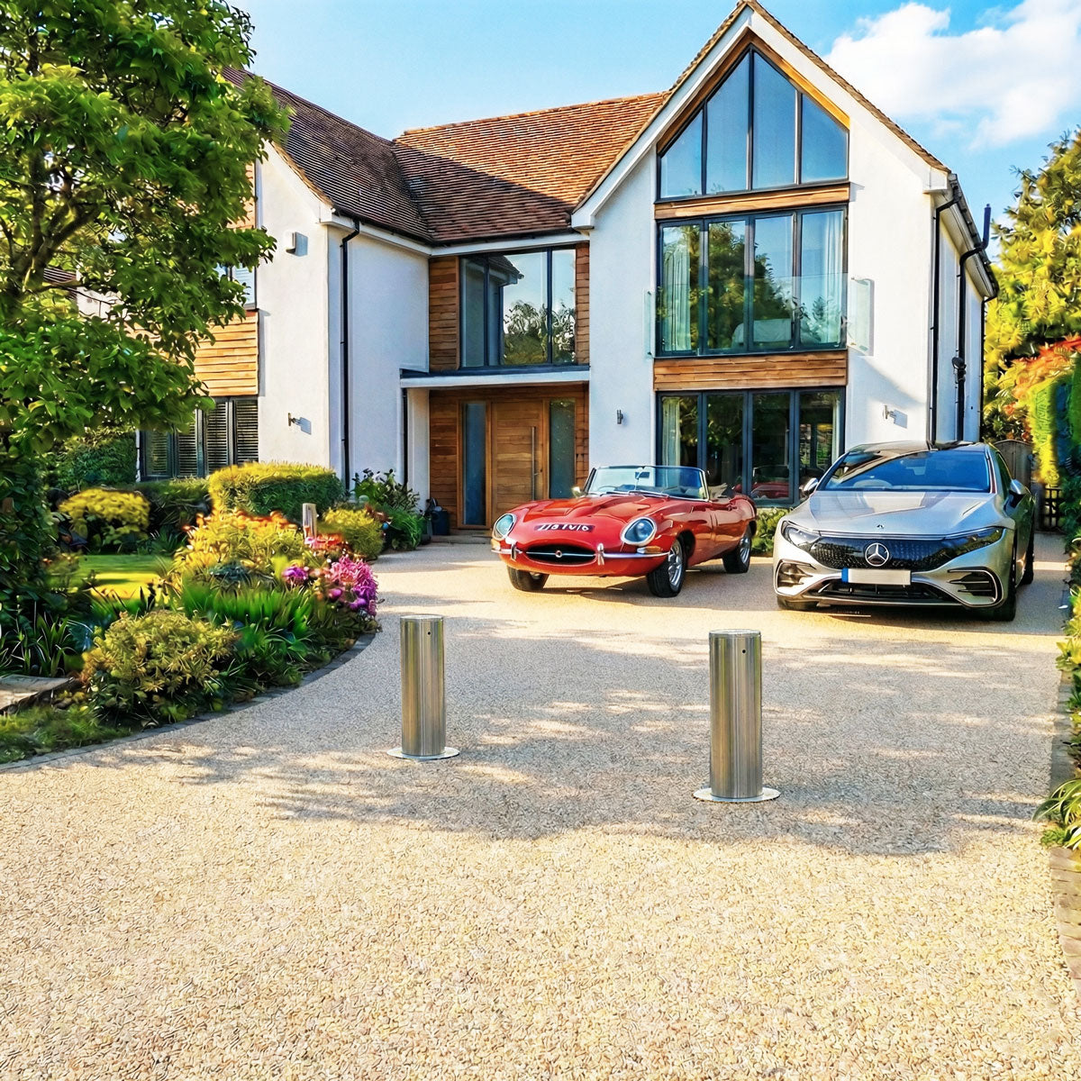 Stainless Steel Electric Automatic Rising Bollards – Battery Powered – Readymade Gates